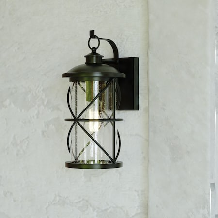 Vaxcel Adams 1 Light Black Dusk to Dawn Outdoor Wall Lantern Clear Glass T0633